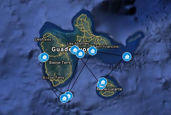 Guadeloupe gay sailing cruise map