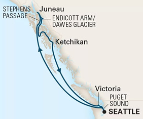 Vacaya Alaska gay cruise map
