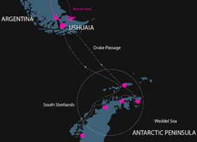 Antarctica gay cruise map