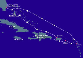 Vacaya Caribbean gay cruise map