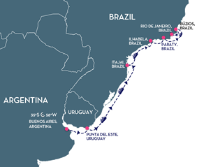 South America gay cruise map