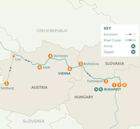 Danube River gay cruise map