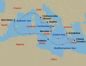 Mediterranean Gay Cruise map