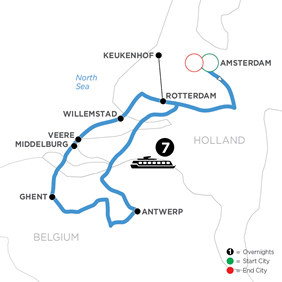 Holland & Belgium Gay River cruise map