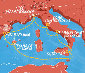 Virgin Mediterranean gay cruise map