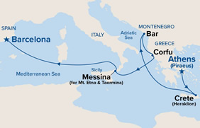 Athens to Barcelona gay bears cruise map