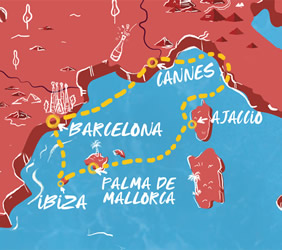 Virgin Mediterranean gay cruise map