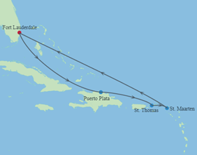 Xcel Caribbean Cruise map