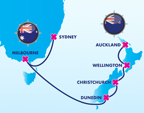 New Zealand & Australia gay cruise map