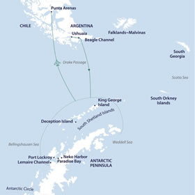 Antarctica gay cruise map