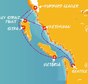 Virgin Alaska gay cruise map