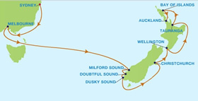 New Zealand to Australia Gay Group Cruise on Celebrity's Solstice map