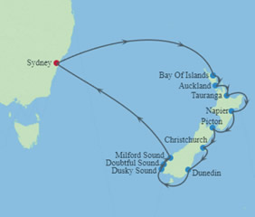 New Zealand Gay Cruise map