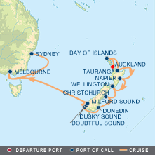 New Zealand to Australia Gay Group Cruise on Celebrity's Century map