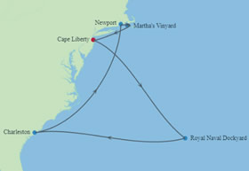 Bermuda & Rhode Island Gay Cruise map