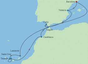 Canaries & Morocco gay cruise map