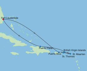 Eastern Caribbean Gay Pride cruise map