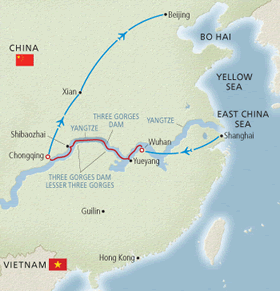 China Yangtze River Cruise and Tour map
