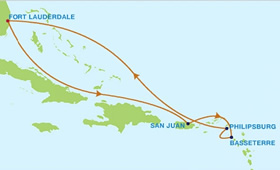 Eastern Caribbean Cruise on Celebrity Silhouette map