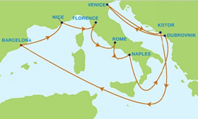 Equinox Mediterranean Gay Group Cruise map