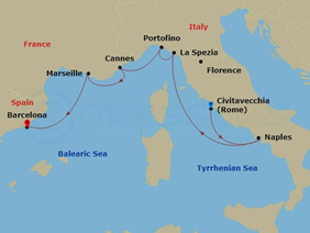 Italian Riviera Gay Cruise map
