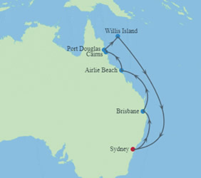 Australia Great Barrier Reef Gay Cruise map