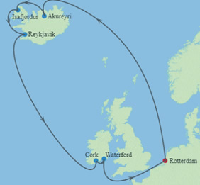 Iceland & Ireland gay cruise map