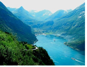Iceland and Fjords Gay group cruise visiting Geiranger, Norway