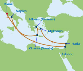 Israel & Mediterranean gay cruise 2017 map