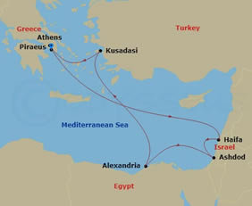 Israel & Egypt Gay Cruise map