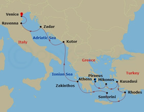 Eastern Mediterranean Pride Cruise map