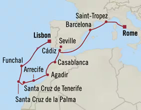 Morocco & Canary Islands Gay Cruise map