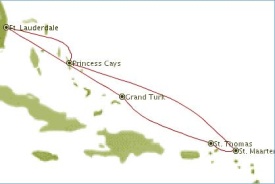 New Year's Caribbean Gay Group Cruise on Crown Princess map