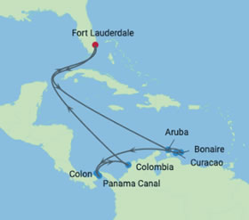 Panama Canal Gay Cruise map