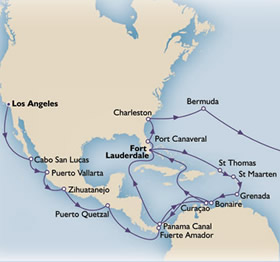 Queen Victoria Caribbean and Panama Canal Cruise Map