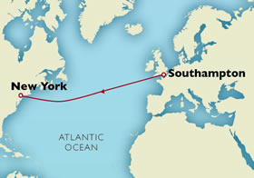 Queen Victoria Westbound Transatlantic Crossing Gay Group cruise Map