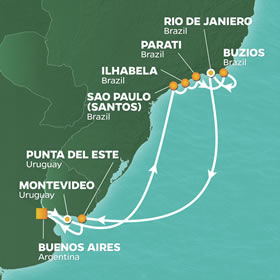 Rio Carnival Gay Cruise map