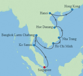 Thailand & Vietnam Gay Cruise map
