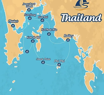 Thailand gay sailing cruise map