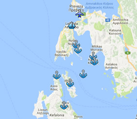 Ionian Sea, Greece gay sailing cruise map
