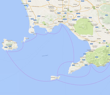 Amalfi Coast Gay sailing cruise map