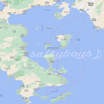 Saronic Islands, Greece Gay nude sailing cruise map