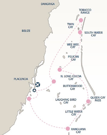 Belize gay sailing cruise map