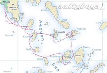 Cyclades Islands, Greece Gay sailing cruise map
