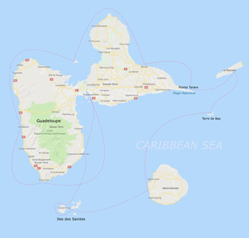 Caribbean Guadeloupe  Nude Gay sailing cruise map