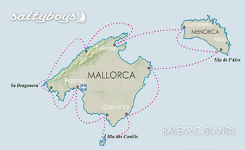 Mallorca & Menorca Gay sailing cruise map