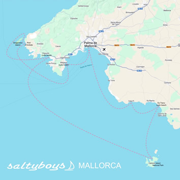 Mallorca Nude Gay sailing cruise map