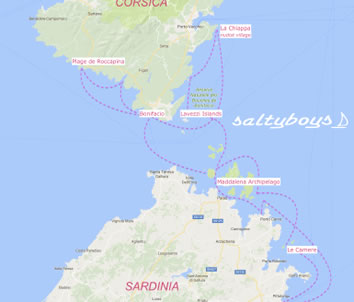Sardinia and Corsica Gay sailing cruise map