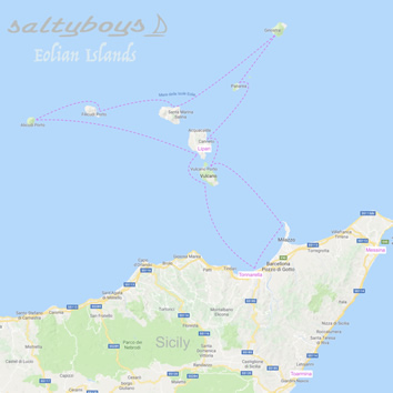 Sicily gay sailing cruise map