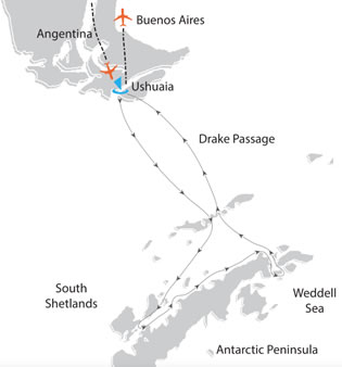 Antarctica gay cruise map